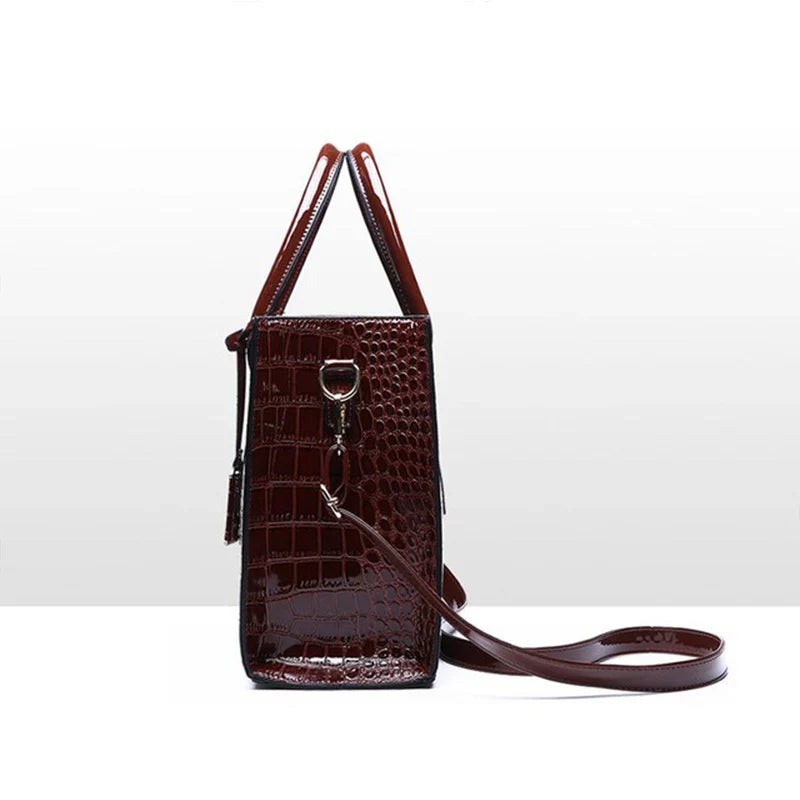 ERIS - Sac à Main Grande Capacité Croco en Cuir Vernis
