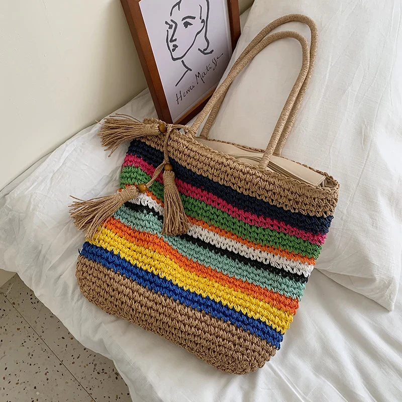 HISTORIA - Sac à Main de Plage Tote Bag Tissé