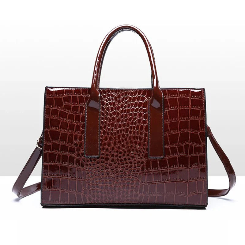 ERIS - Sac à Main Grande Capacité Croco en Cuir Vernis