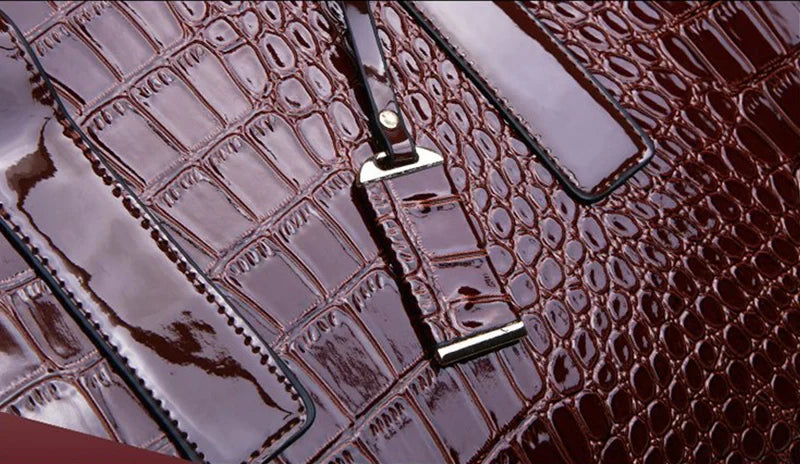 ERIS - Sac à Main Grande Capacité Croco en Cuir Vernis