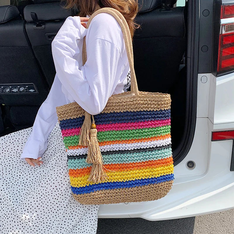 HISTORIA - Sac à Main de Plage Tote Bag Tissé