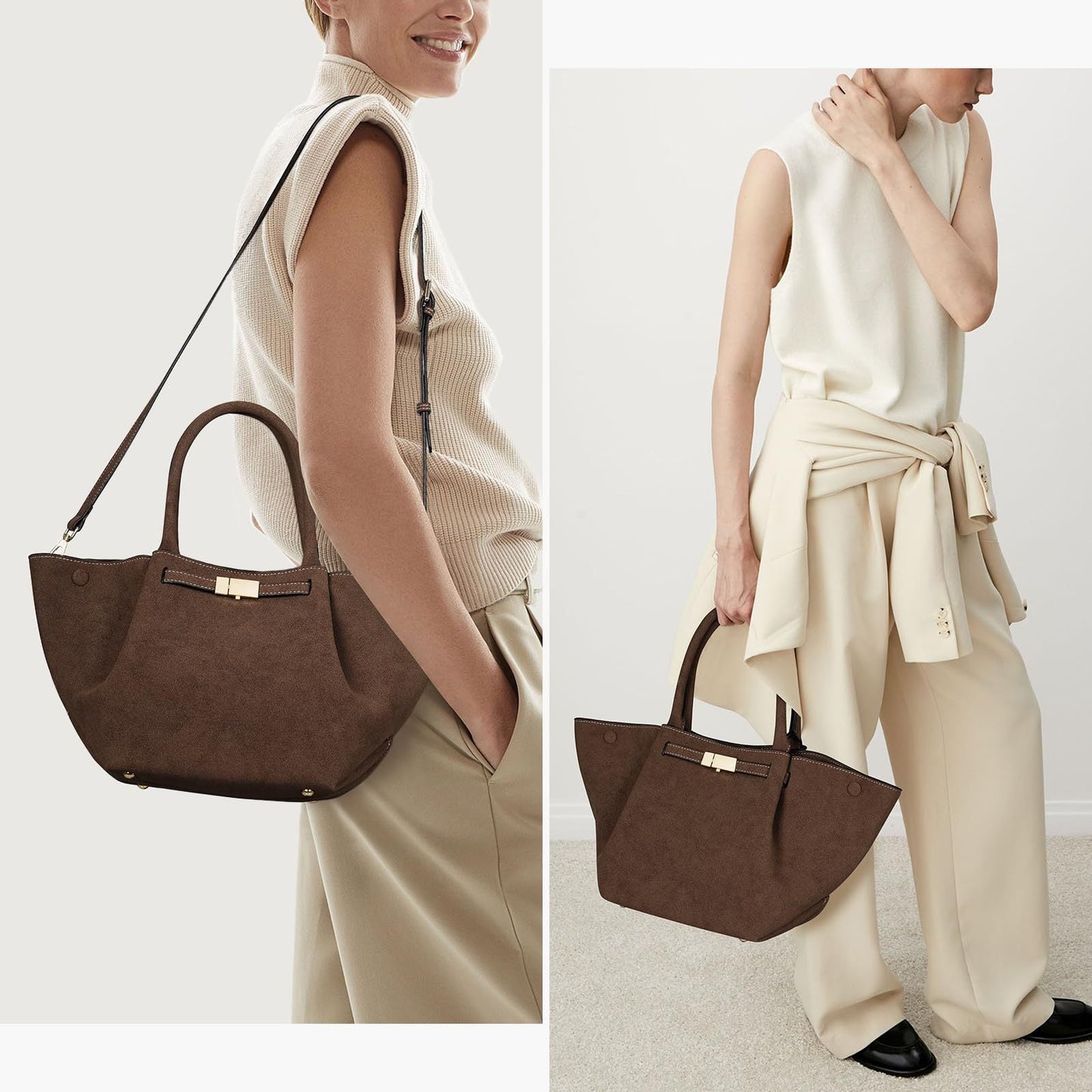 ANNE - Grand Sac à Main Bandoulière en Daim