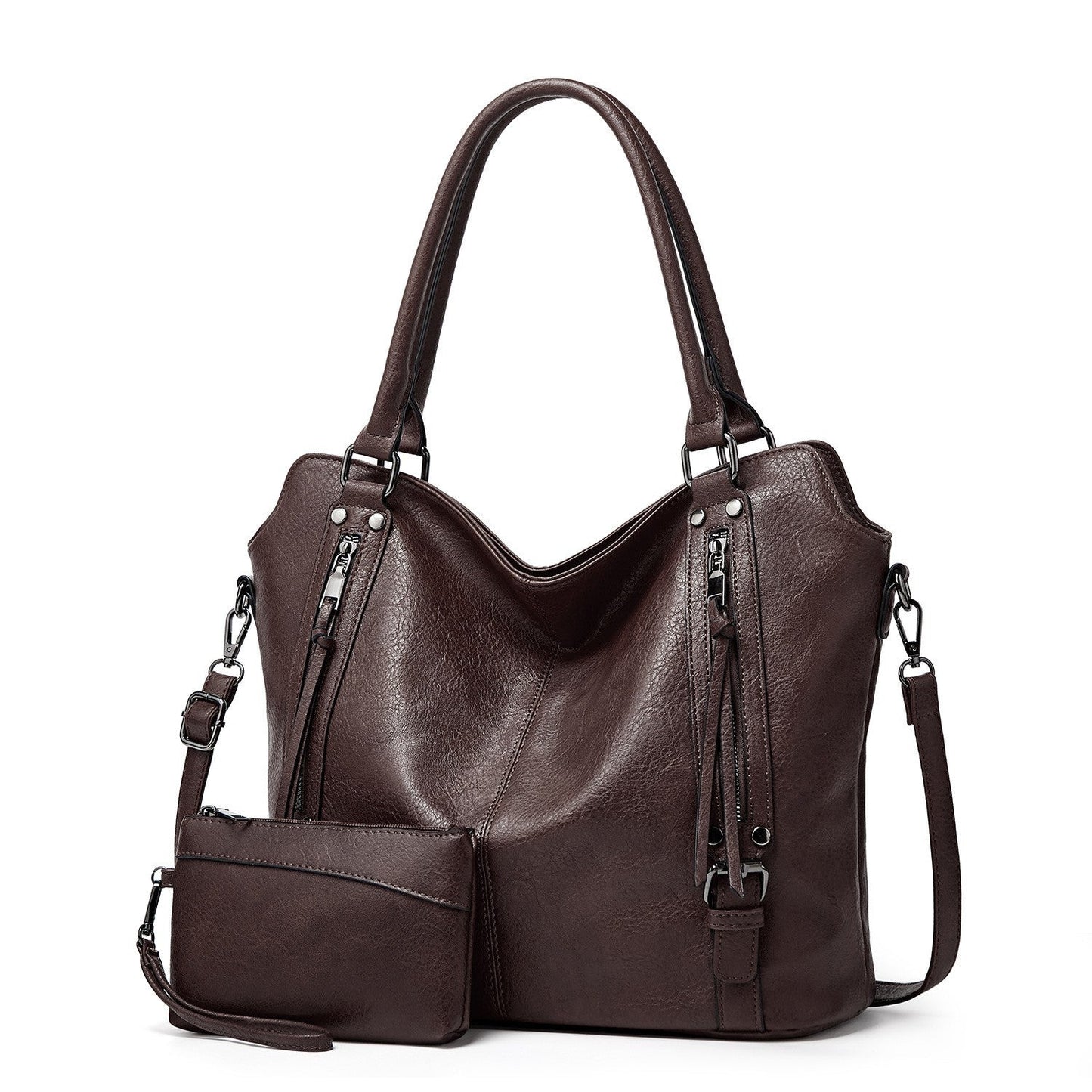 CHIARA - Grand Sac à Main de Cours Multipoches avec Pochette