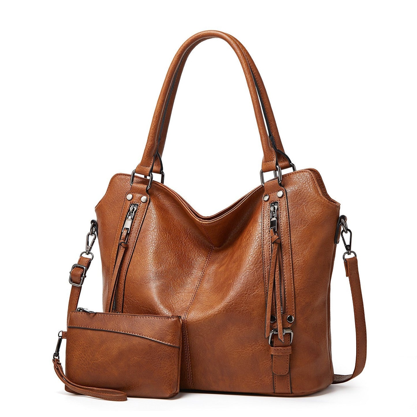 CHIARA - Grand Sac à Main de Cours Multipoches avec Pochette