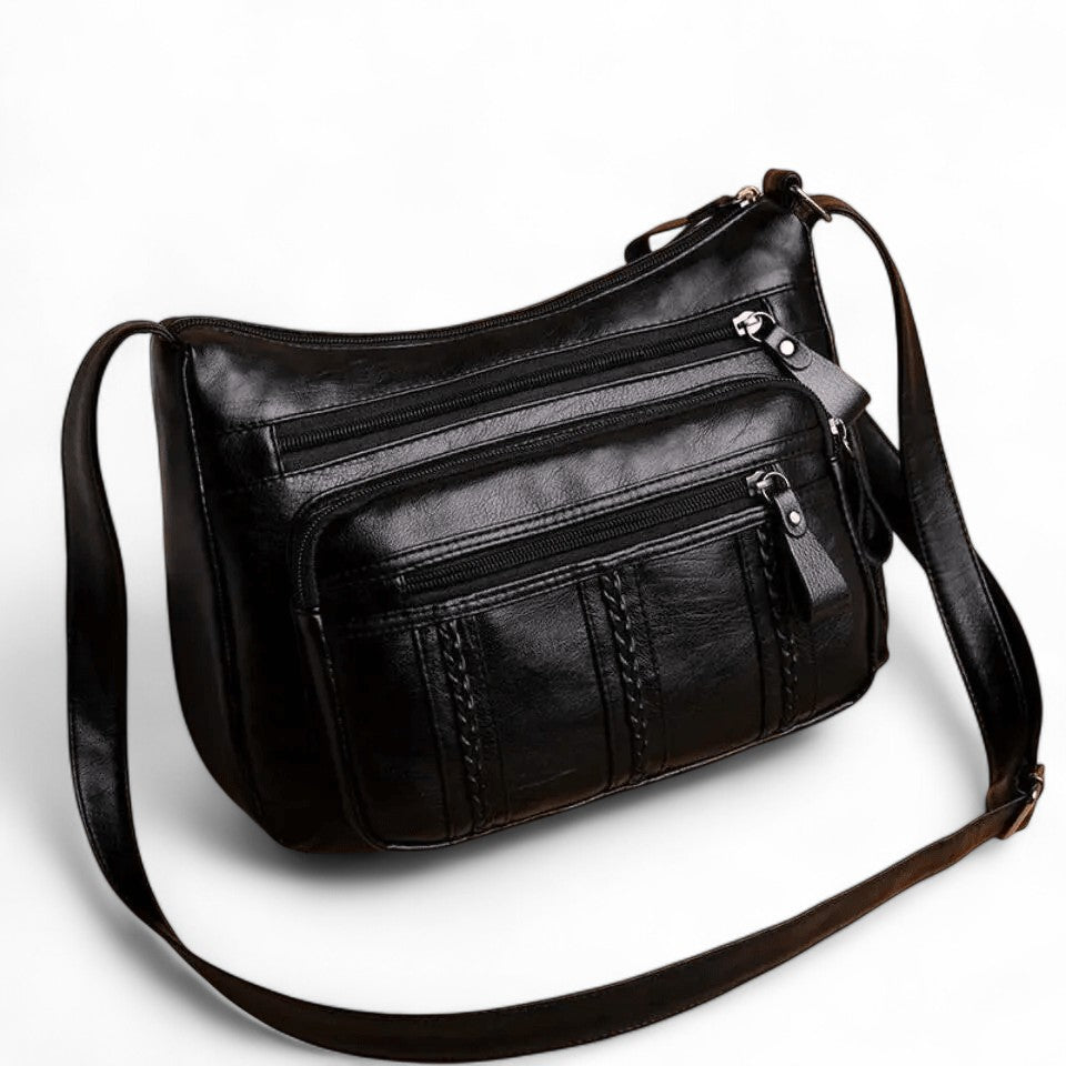 ROVA - Sac à Main Multi-Poche en Cuir à Bandoulière en Cuir
