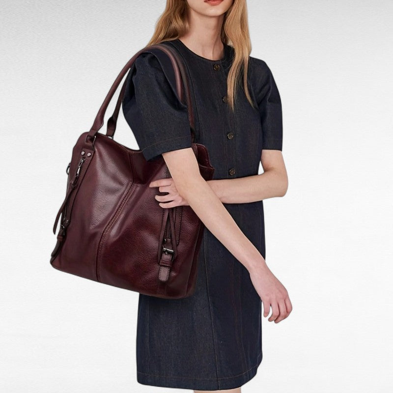 CHIARA - Grand Sac à Main de Cours Multipoches avec Pochette