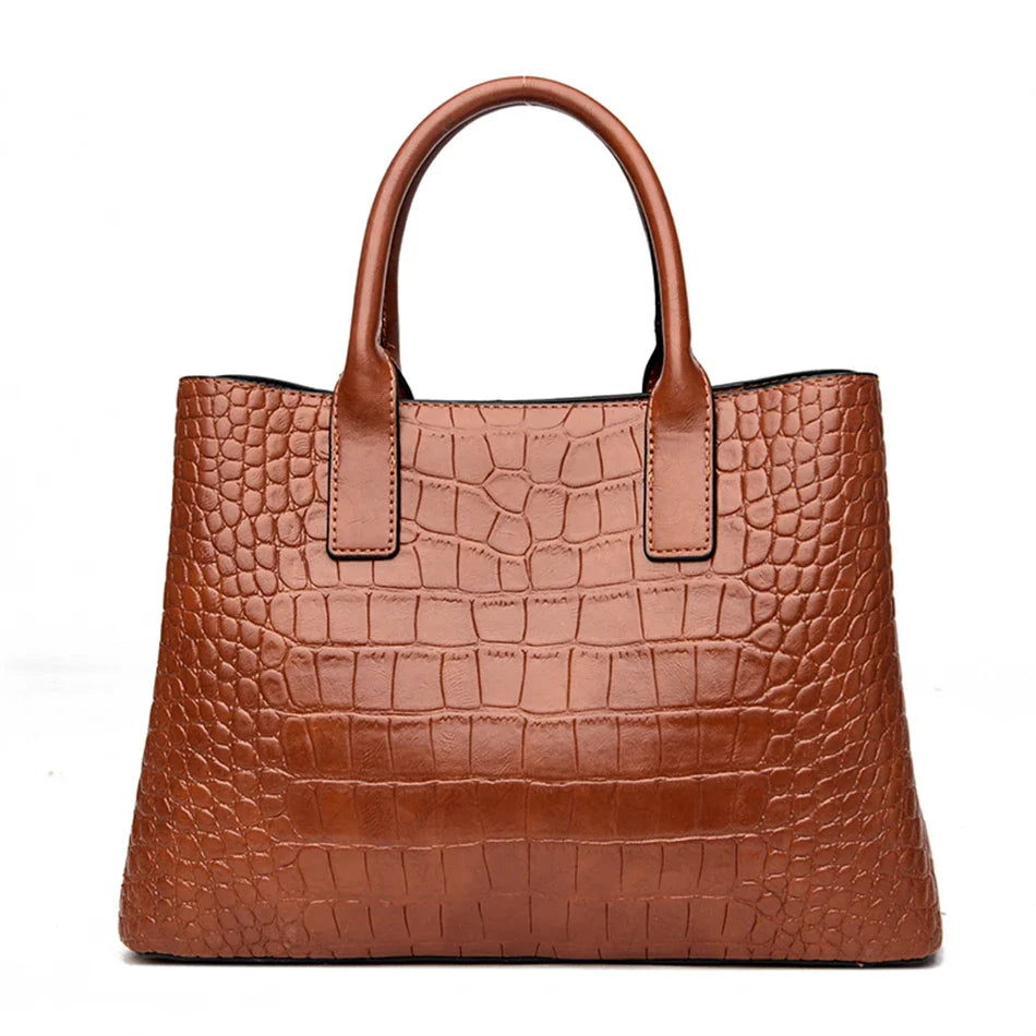 HÉBÉ - Grand Sac à Main Croco avec Bandoulière