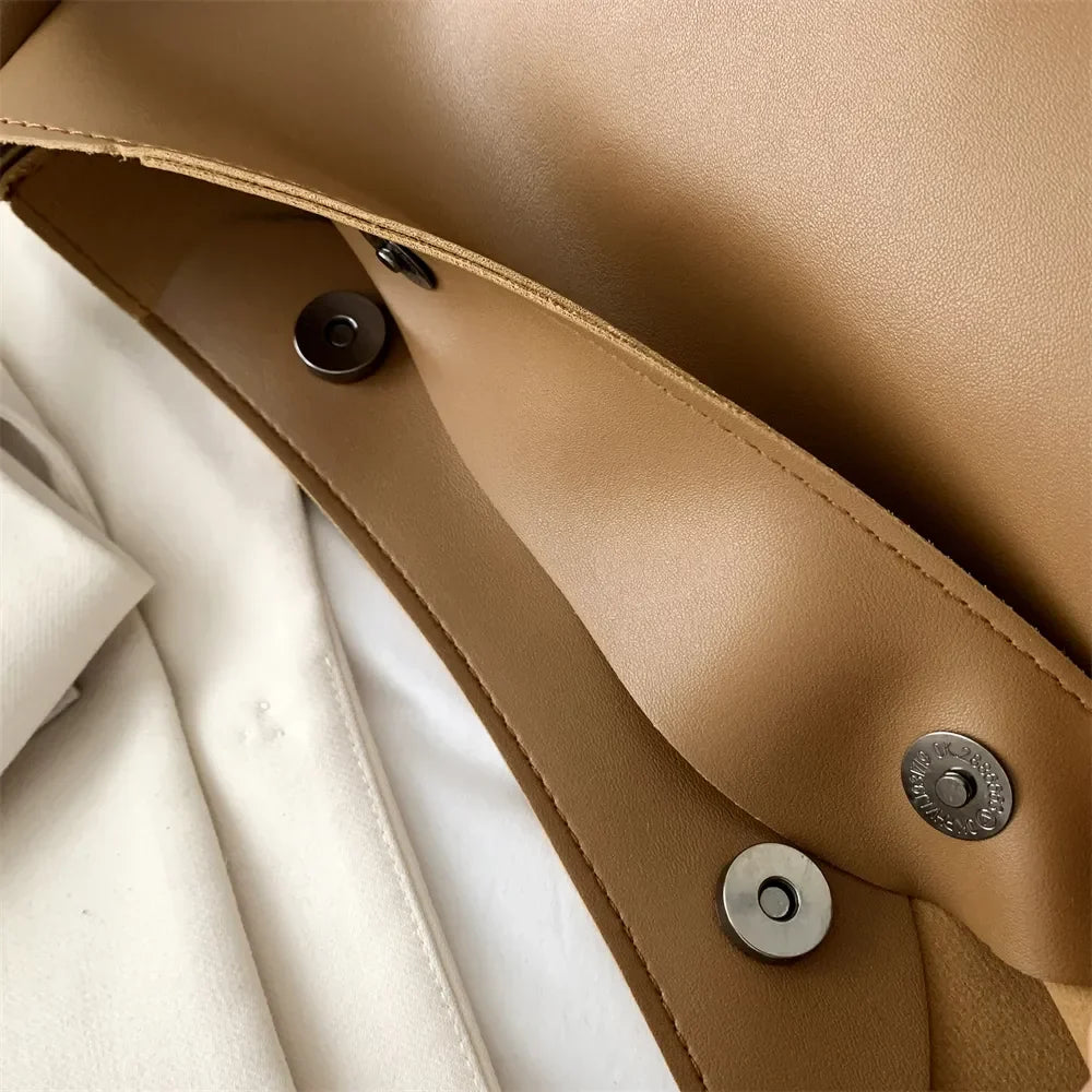 SACHA - Sac à Main Bandoulière en Cuir Lisse avec Pochette Portefeuille
