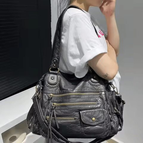 LILIA - Sac à Main en Cuir Vintage Multi-poches
