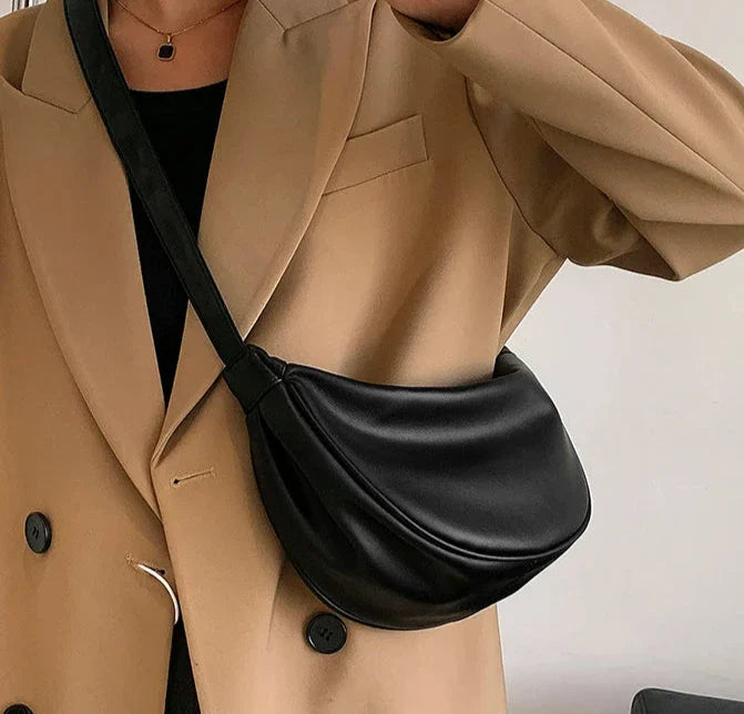 JENNY - Sac à Main Bandoulière Demi-Lune en cuir Lisse