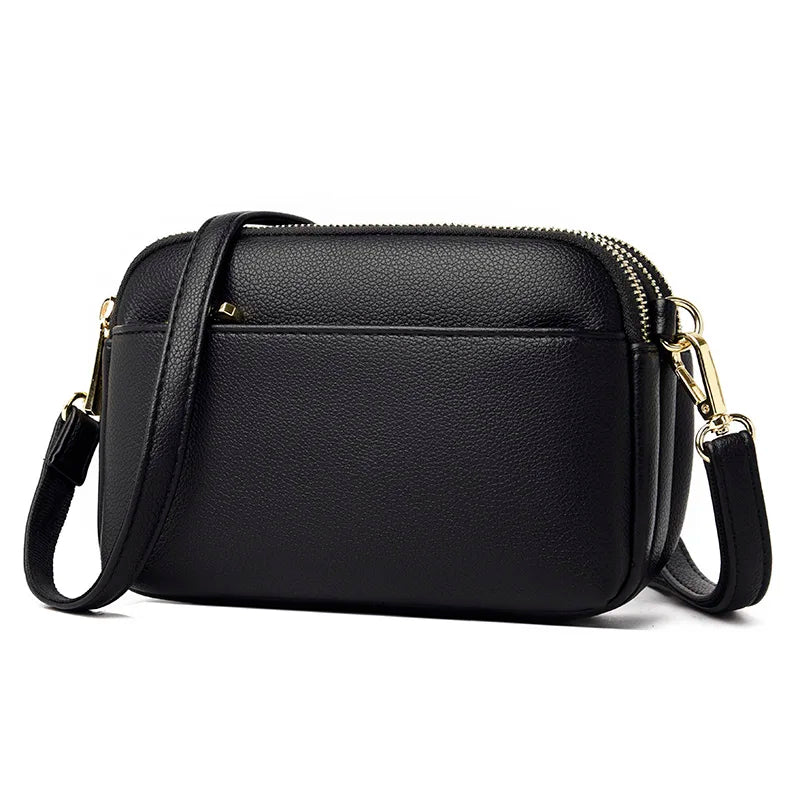 AMANDA - Petit Sac à Main Multipoches en Cuir