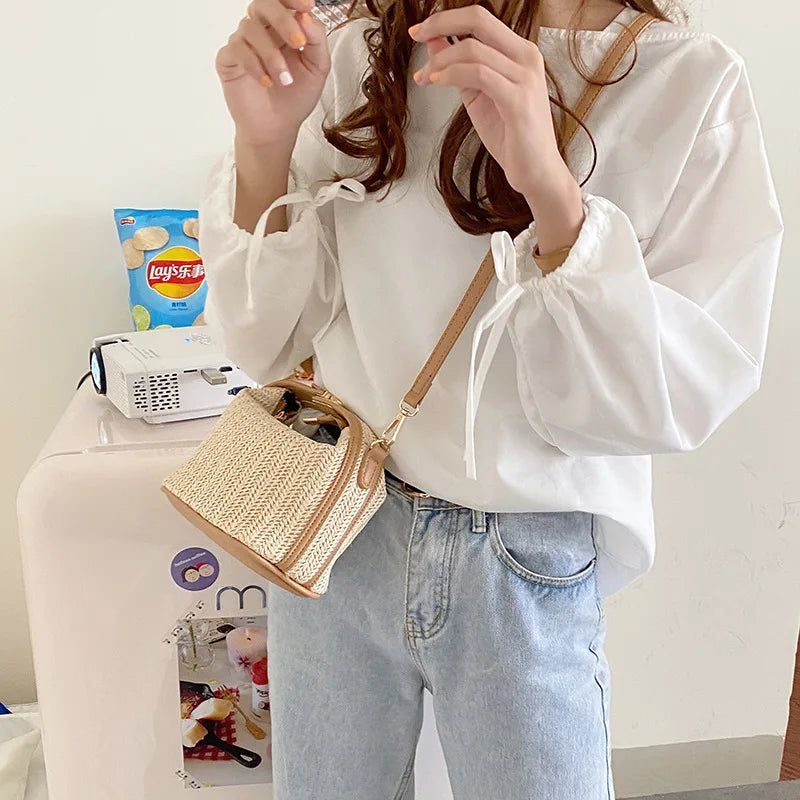 JALI - Petit Sac à Main à Bandoulière en Paille