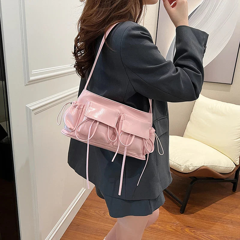 REIS - Sac à Main en Cuir Vernis Élégant avec Bandoulière