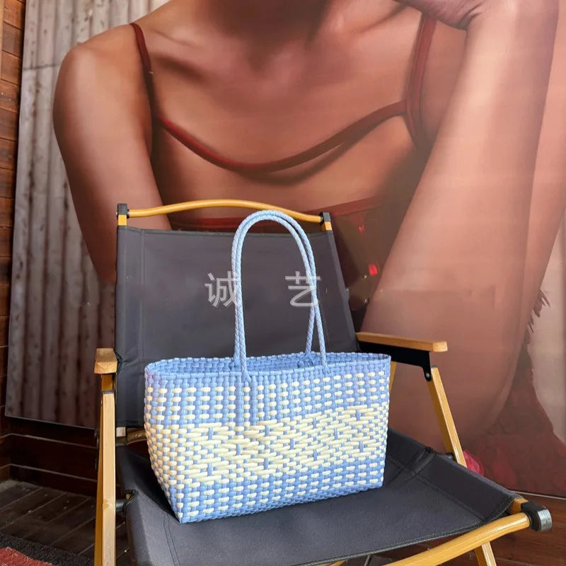 ELODIE - Sac à Main de Plage en Plastique Tissé