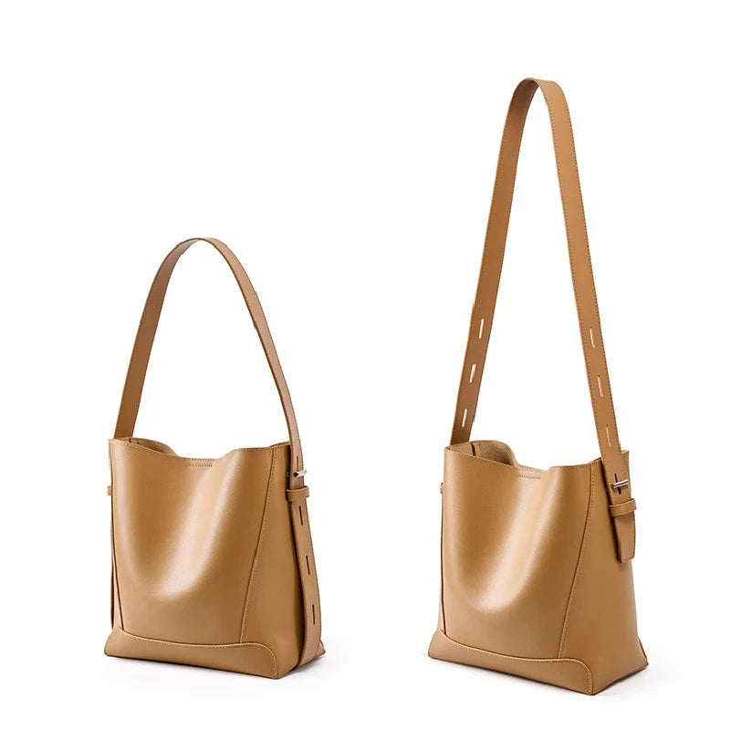 MICA - Sac à Main de Cours en cuir Lisse à Bandoulière