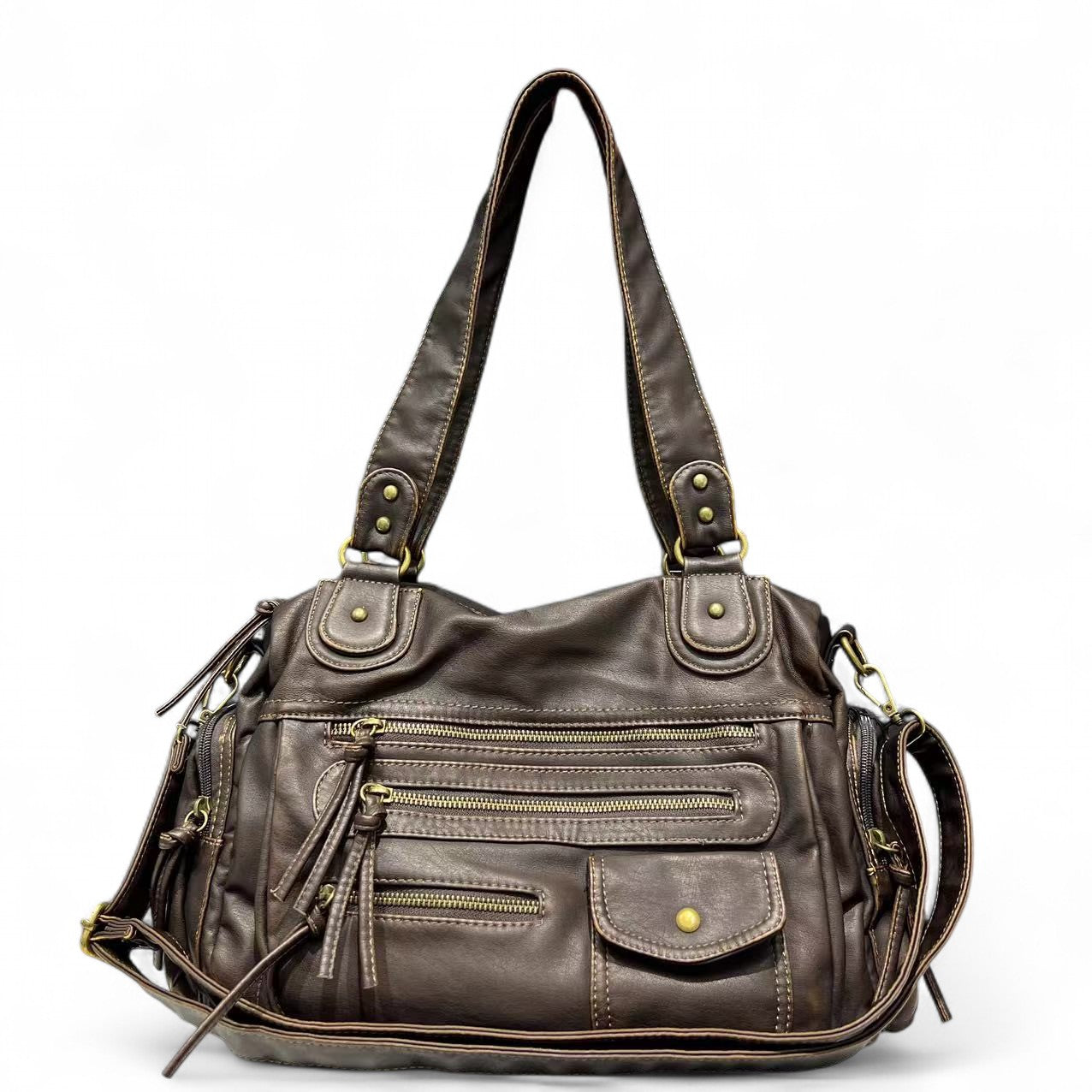 LILIA - Sac à Main en Cuir Vintage Multi-poches