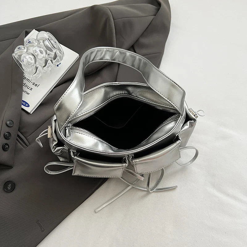 REIS - Sac à Main en Cuir Vernis Élégant avec Bandoulière