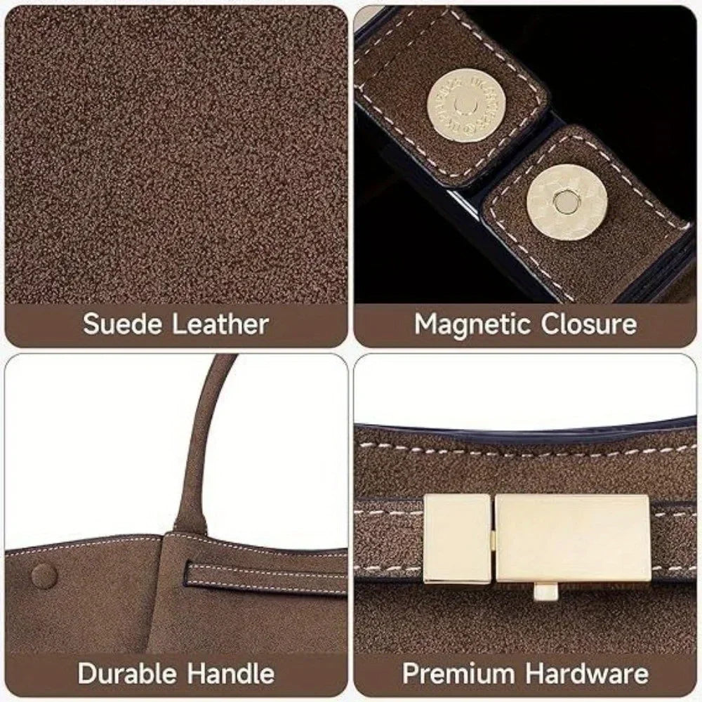 ANNE - Grand Sac à Main Bandoulière en Daim