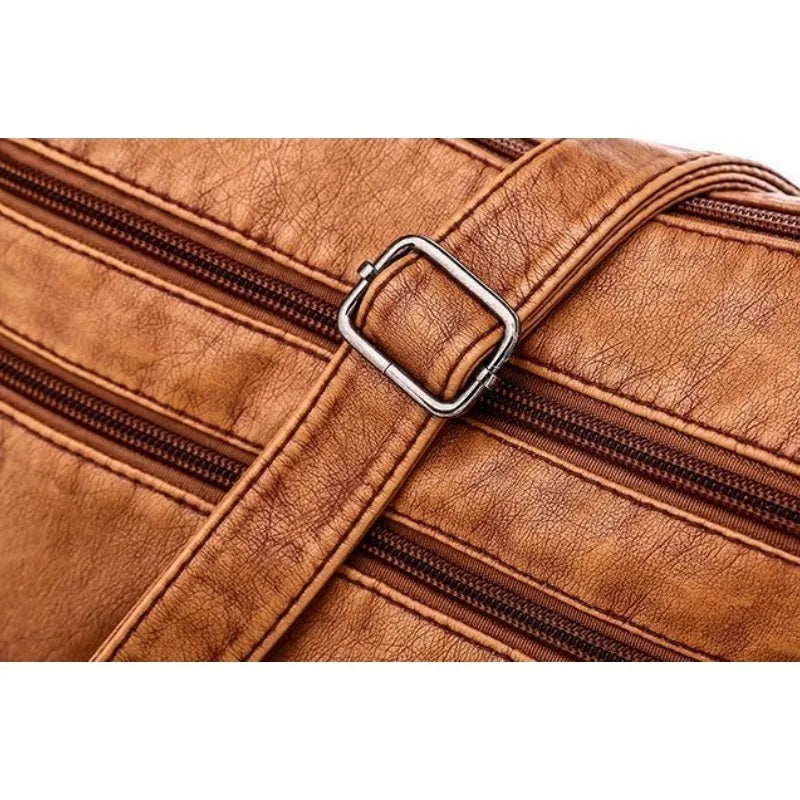 VANILLE - Sac à Main Multipoche en Bandoulière en Cuir