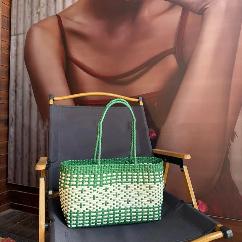 ELODIE - Sac à Main de Plage en Plastique Tissé