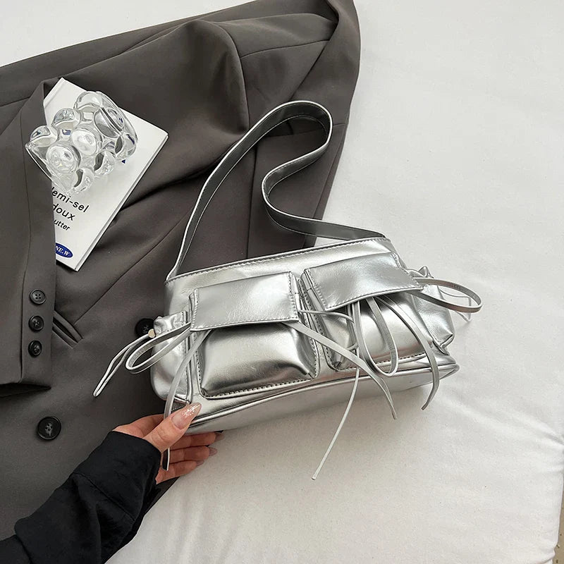 REIS - Sac à Main en Cuir Vernis Élégant avec Bandoulière