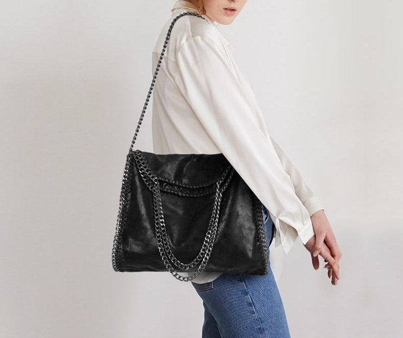 KONIE - Sac à Main en Cuir Souple avec Bandoulière à Chaîne