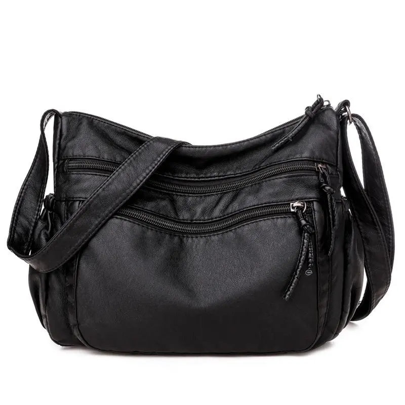 VANILLE - Sac à Main Multipoche en Bandoulière en Cuir
