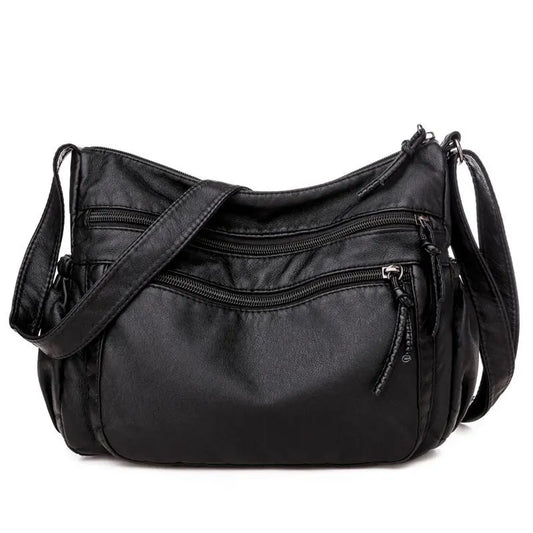 VANILLE - Sac à Main Multipoche en Bandoulière en Cuir