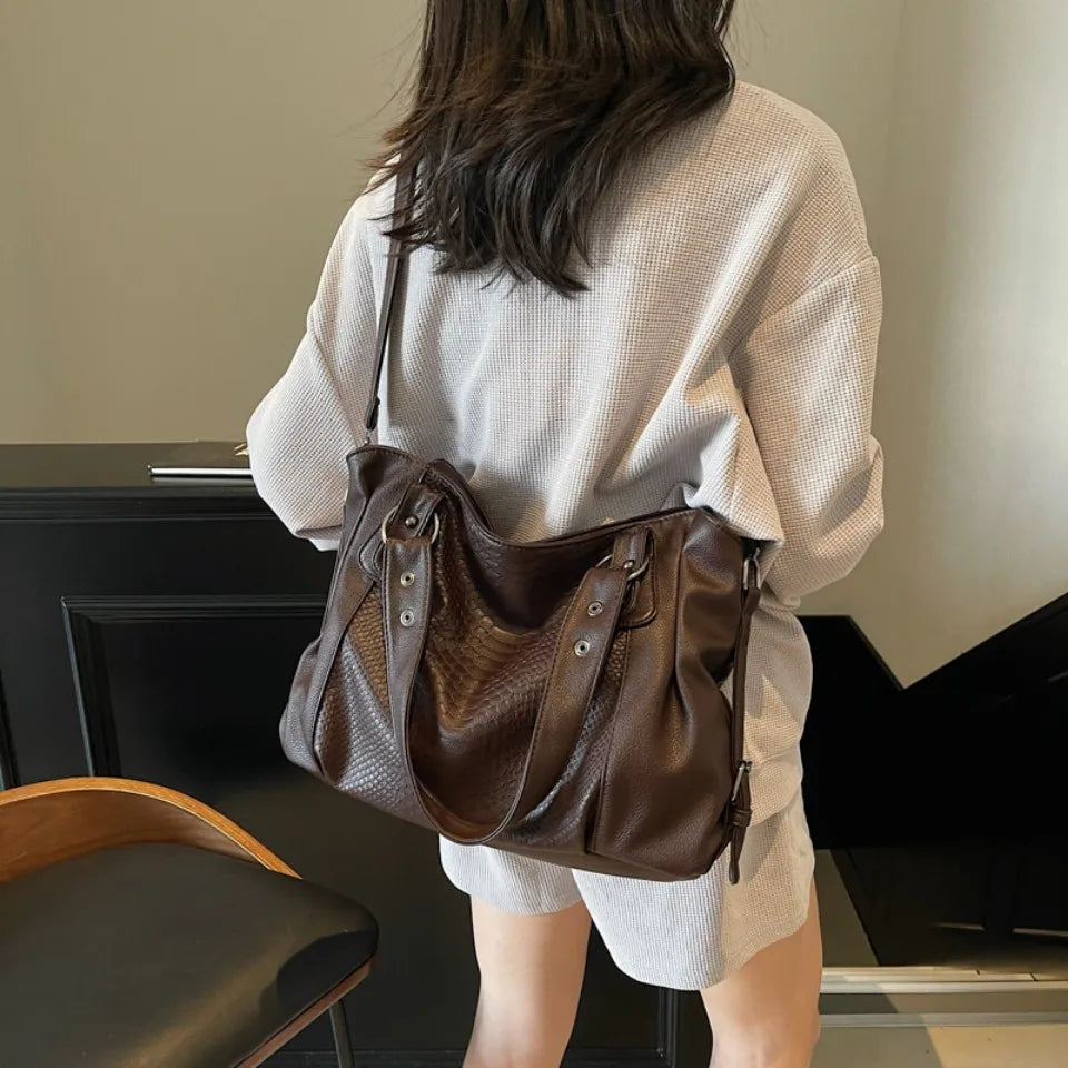 RUBI - Sac à Main de Cours en Cuir Écaillé