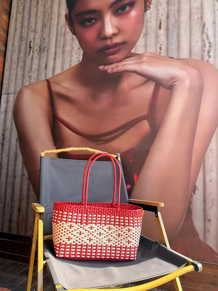 ELODIE - Sac à Main de Plage en Plastique Tissé
