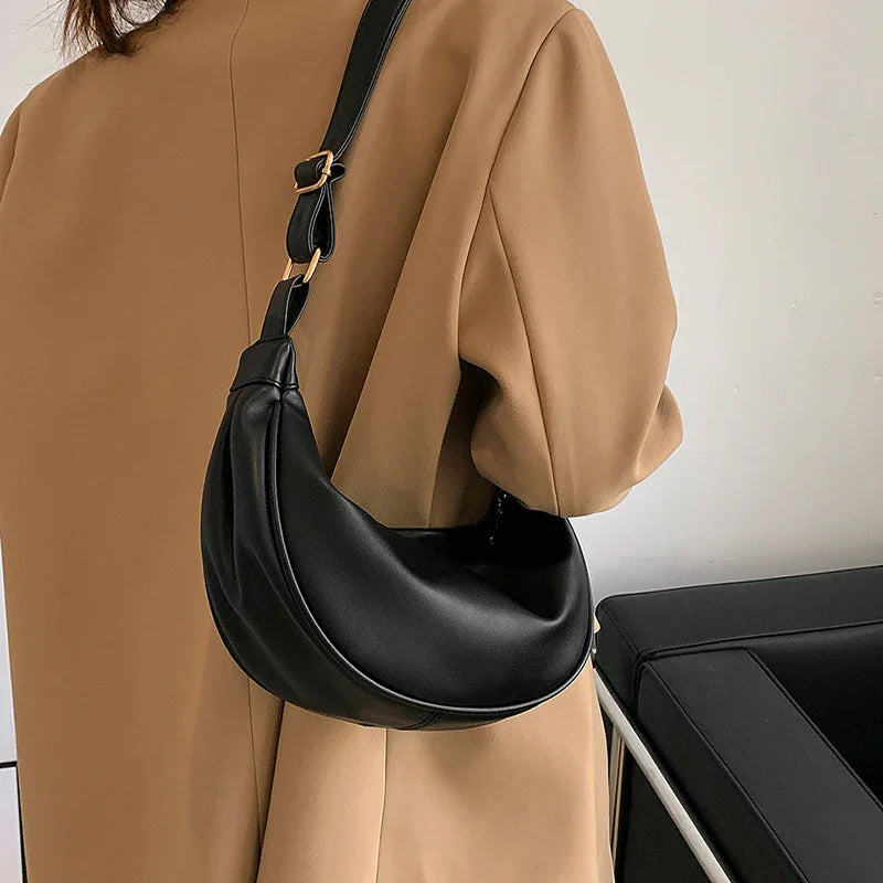 JENNY - Sac à Main Bandoulière Demi-Lune en cuir Lisse