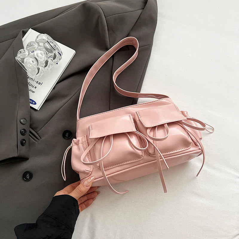 REIS - Sac à Main en Cuir Vernis Élégant avec Bandoulière