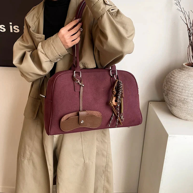 MARIA - Sac à Main de Cours en Bandoulière en Daim