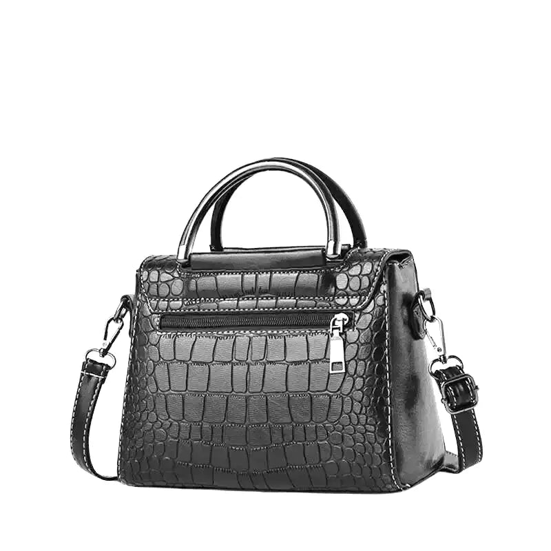AMBRE - Petit Sac à Main Carré Croco en Cuir