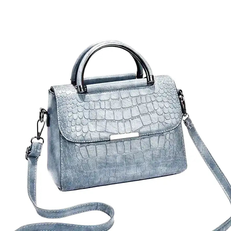 AMBRE - Petit Sac à Main Carré Croco en Cuir