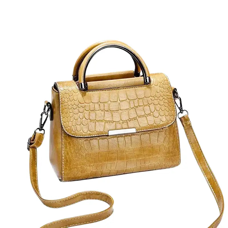 AMBRE - Petit Sac à Main Carré Croco en Cuir