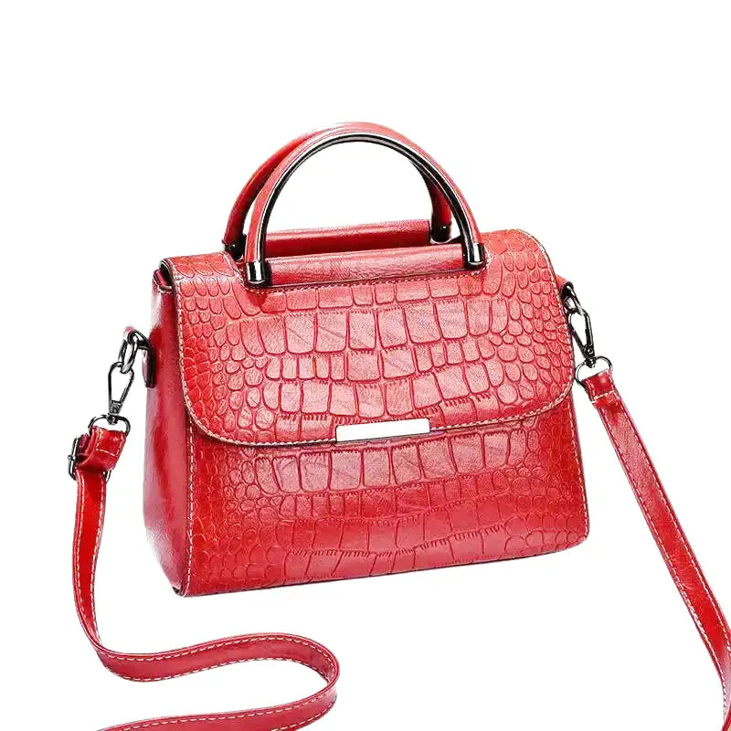 AMBRE - Petit Sac à Main Carré Croco en Cuir