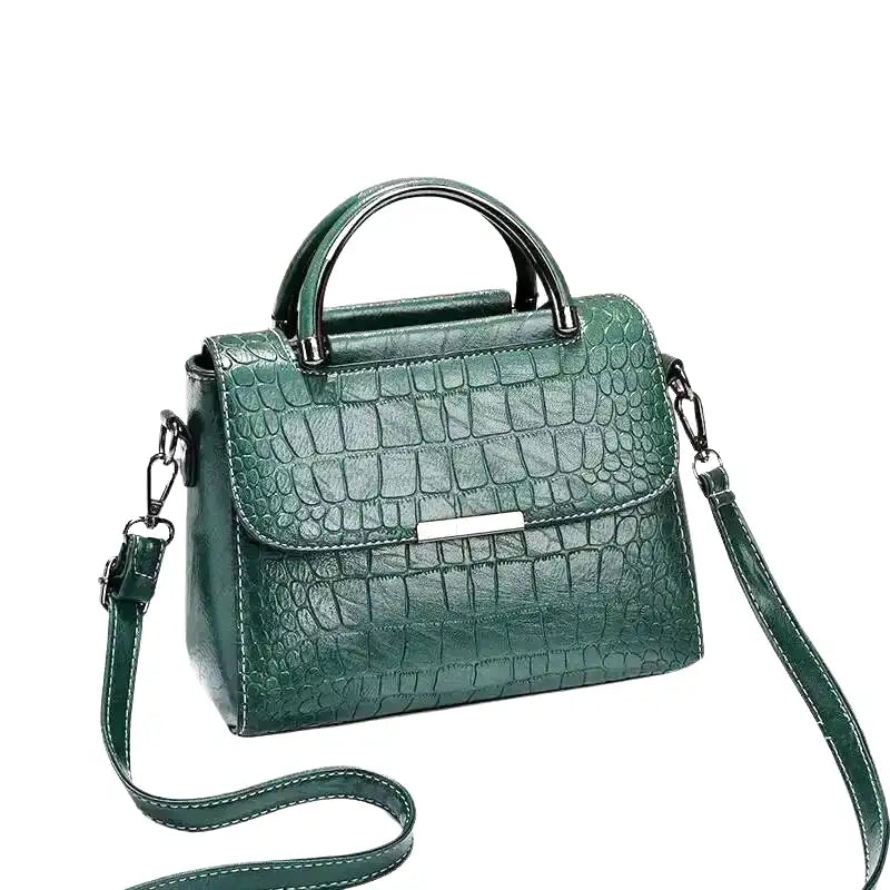 AMBRE - Petit Sac à Main Carré Croco en Cuir