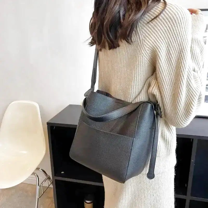 CAMILLE - Grand Sac à Main Bandoulière Cuir Souple Grainé