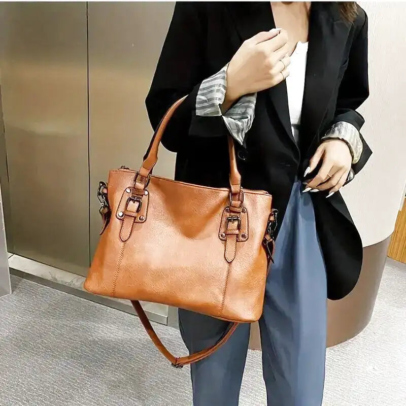 ERATO - Sac à Main Grande Capacité Vintage en Cuir Souple avec Bandoulière