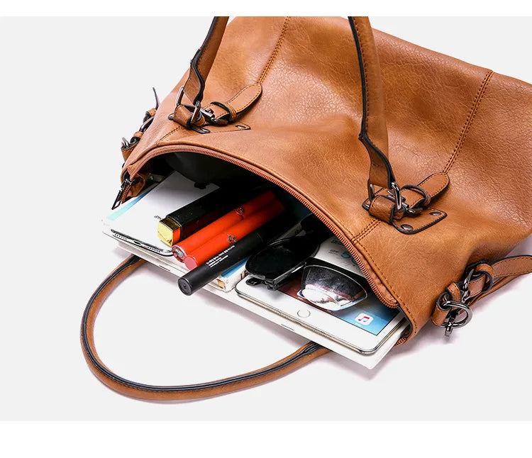 ERATO - Sac à Main Grande Capacité Vintage en Cuir Souple avec Bandoulière