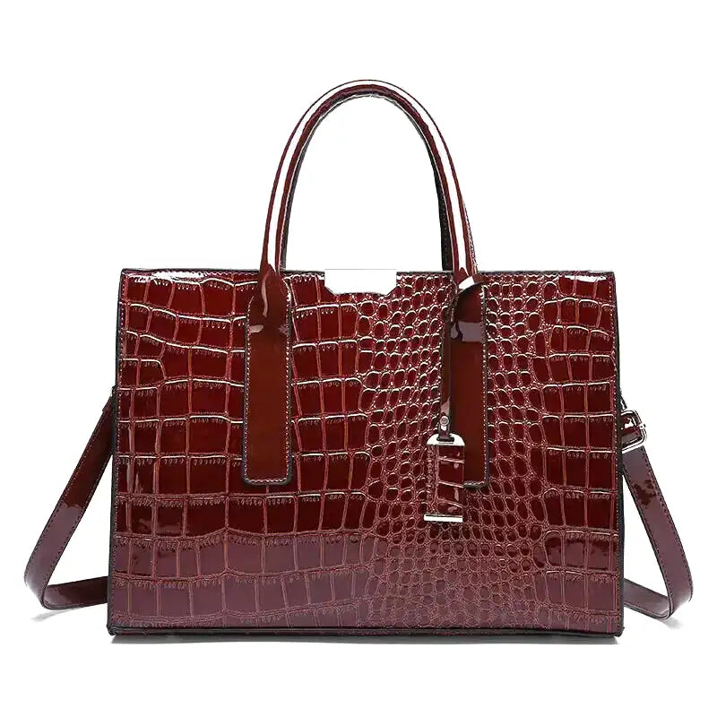 ERIS - Sac à Main Grande Capacité Croco en Cuir Vernis