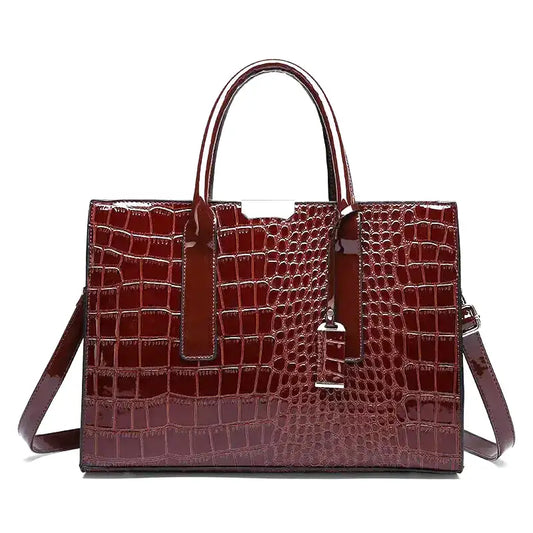 ERIS - Sac à Main Grande Capacité Croco en Cuir Vernis