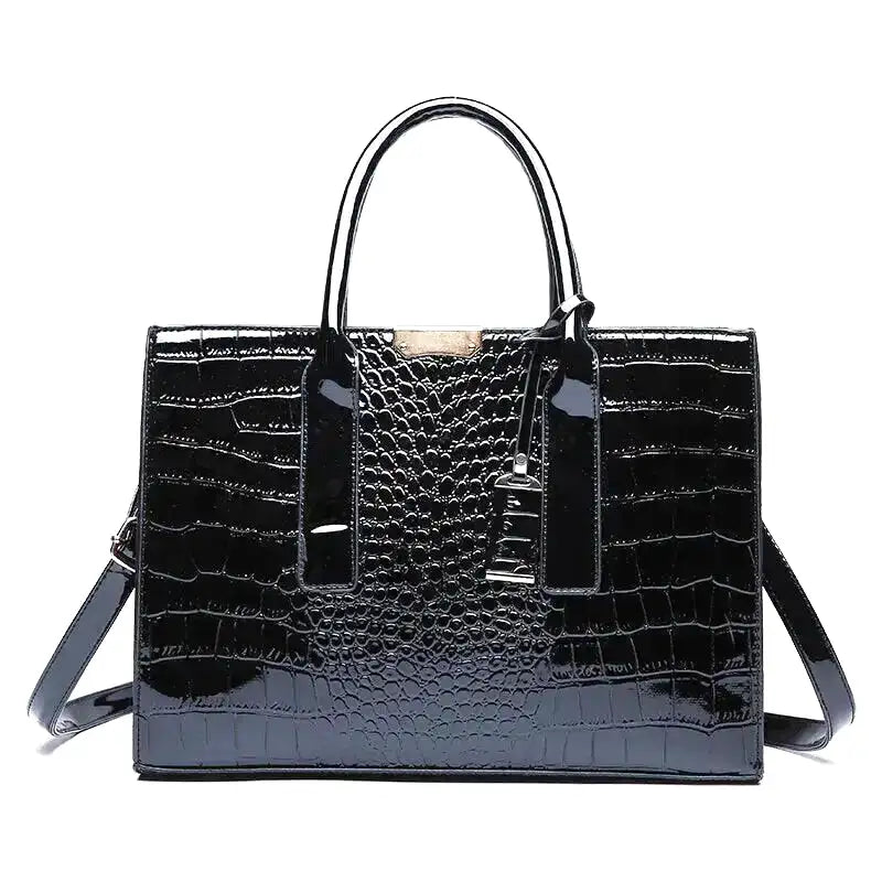 ERIS - Sac à Main Grande Capacité Croco en Cuir Vernis
