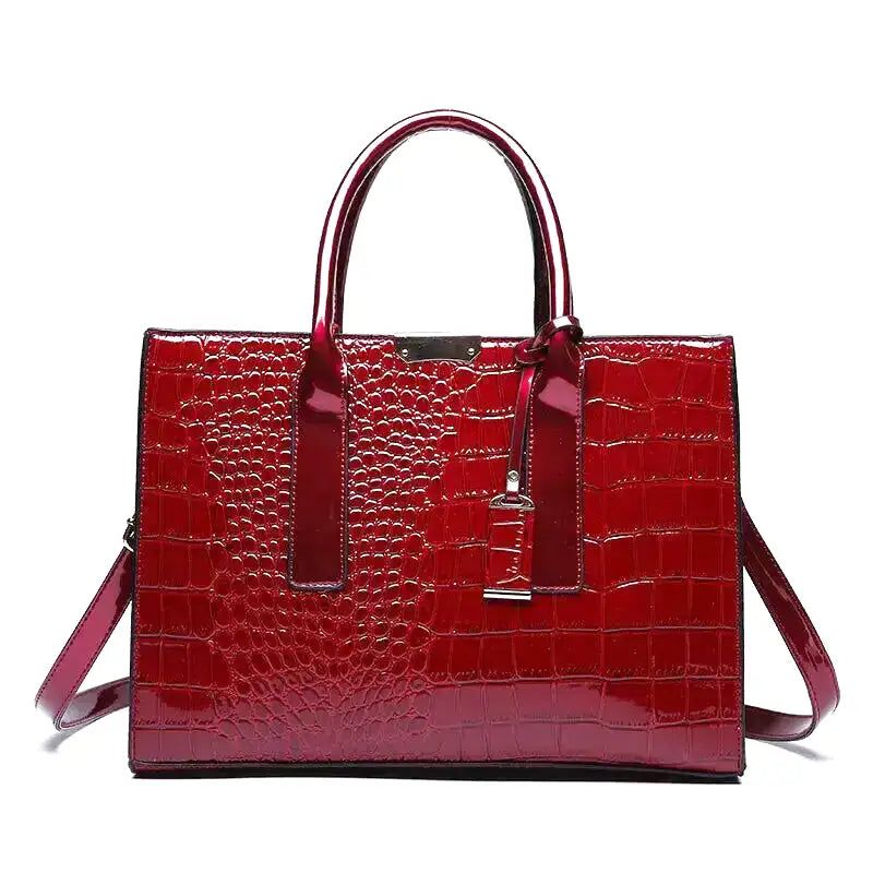 ERIS - Sac à Main Grande Capacité Croco en Cuir Vernis
