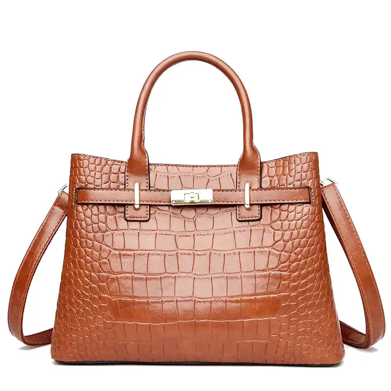 HÉBÉ - Grand Sac à Main Croco avec Bandoulière