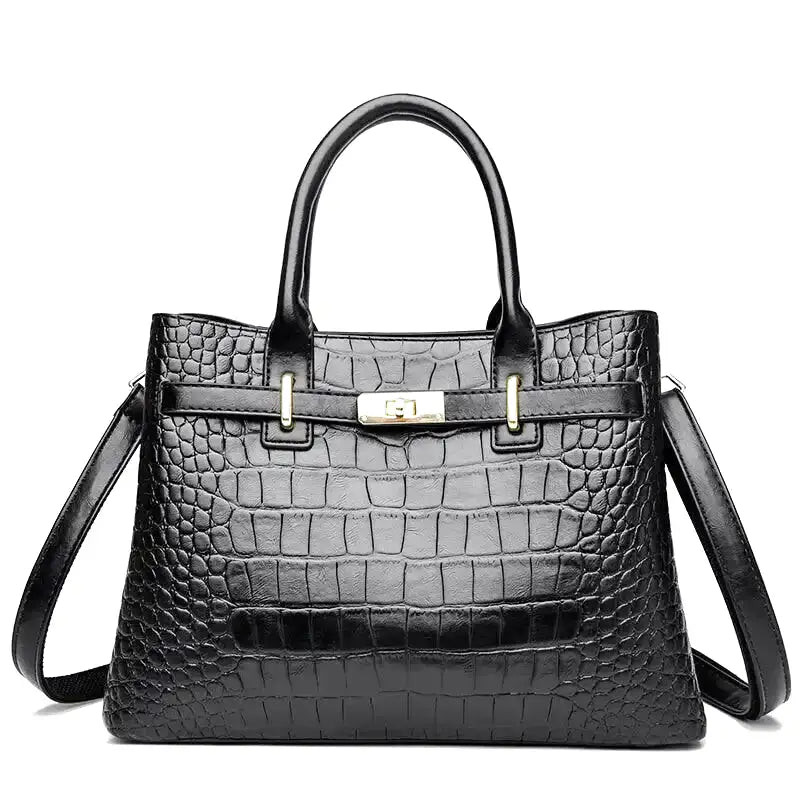 HÉBÉ - Grand Sac à Main Croco avec Bandoulière