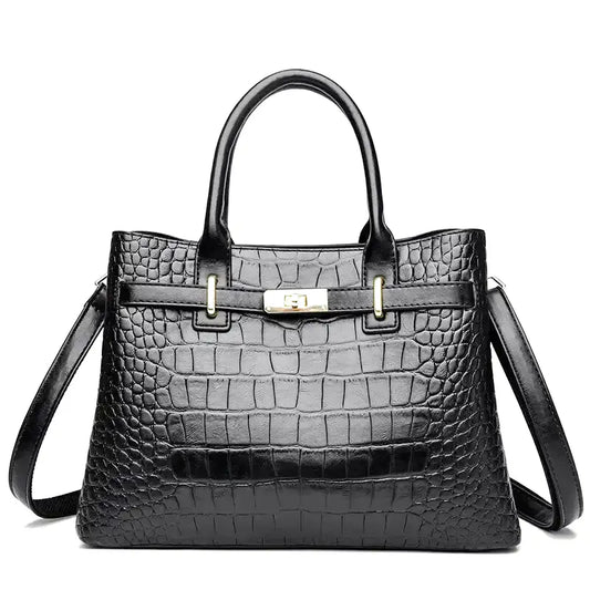 HÉBÉ - Grand Sac à Main Croco avec Bandoulière