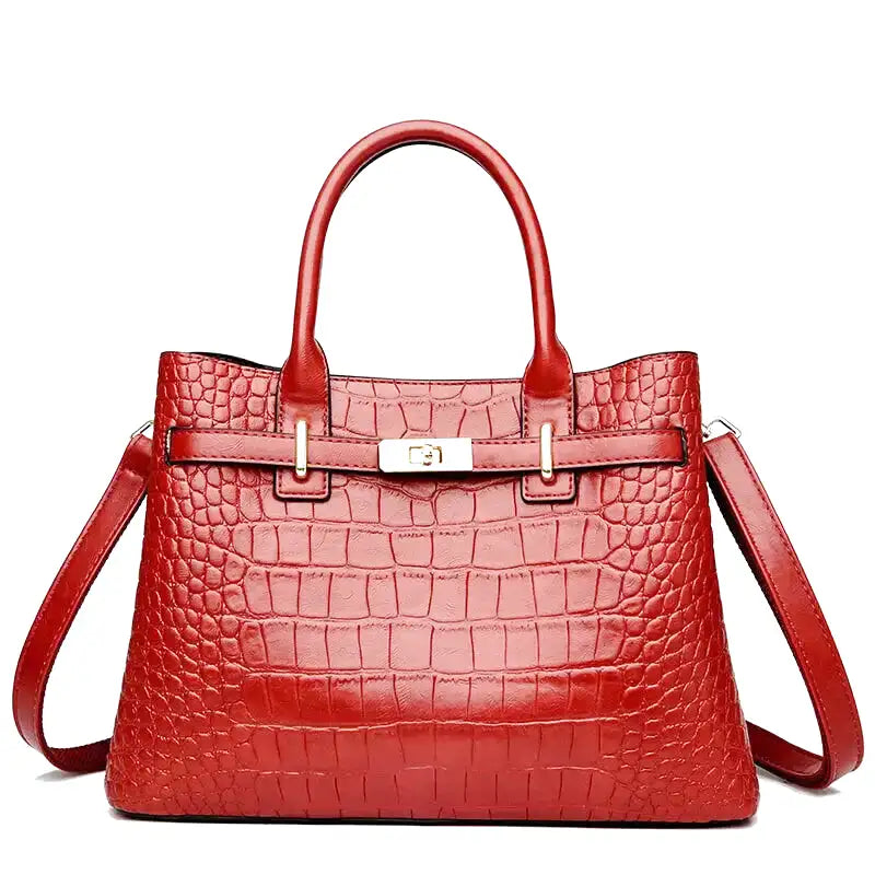 HÉBÉ - Grand Sac à Main Croco avec Bandoulière