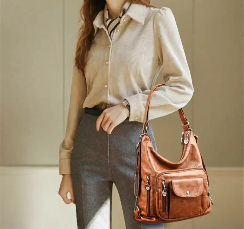 ODALIS - Sac à Main Bandoulière en Cuir Multipoche